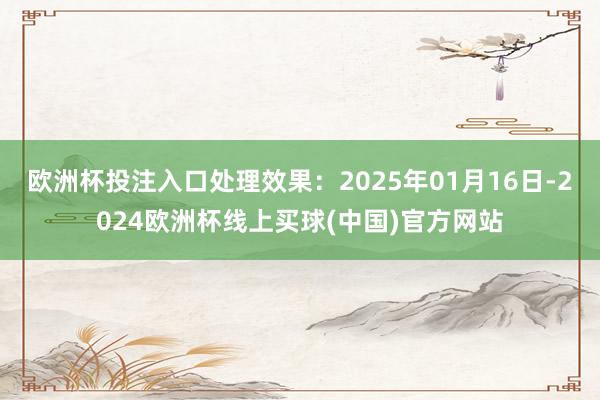 欧洲杯投注入口处理效果：2025年01月16日-2024欧洲杯线上买球(中国)官方网站