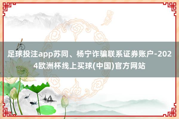 足球投注app苏同、杨宁诈骗联系证券账户-2024欧洲杯线上买球(中国)官方网站