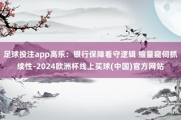 足球投注app高乐：银行保障看守逻辑 缩量窥伺抓续性-2024欧洲杯线上买球(中国)官方网站