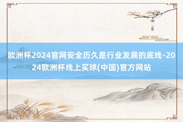 欧洲杯2024官网安全历久是行业发展的底线-2024欧洲杯线上买球(中国)官方网站