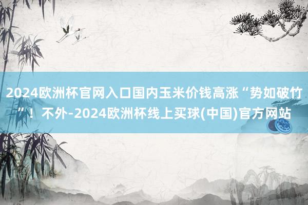 2024欧洲杯官网入口国内玉米价钱高涨“势如破竹”！不外-2024欧洲杯线上买球(中国)官方网站