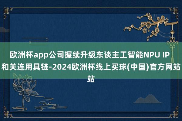 欧洲杯app公司握续升级东谈主工智能NPU IP 和关连用具链-2024欧洲杯线上买球(中国)官方网站