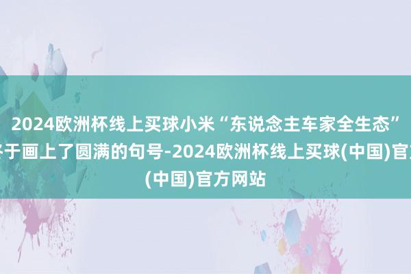 2024欧洲杯线上买球小米“东说念主车家全生态”策略终于画上了圆满的句号-2024欧洲杯线上买球(中国)官方网站
