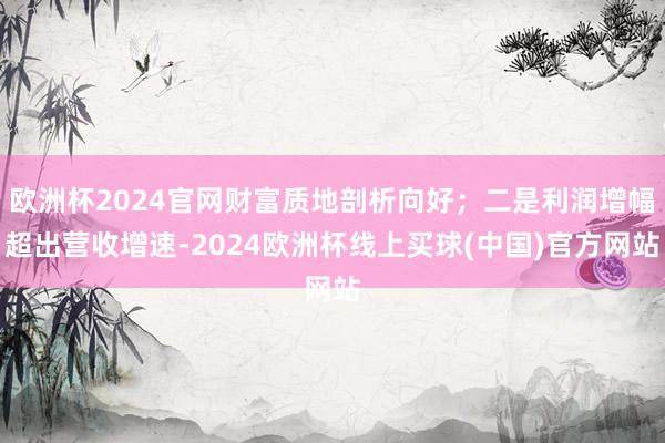 欧洲杯2024官网财富质地剖析向好；二是利润增幅超出营收增速-2024欧洲杯线上买球(中国)官方网站