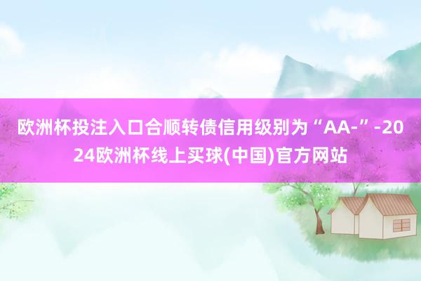 欧洲杯投注入口合顺转债信用级别为“AA-”-2024欧洲杯线上买球(中国)官方网站