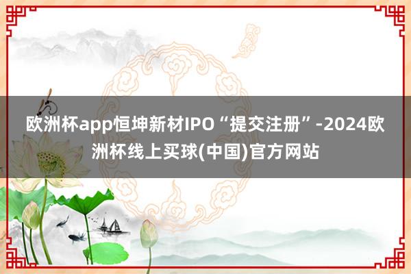 欧洲杯app恒坤新材IPO“提交注册”-2024欧洲杯线上买球(中国)官方网站