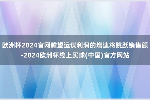 欧洲杯2024官网瞻望运谋利润的增速将跳跃销售额-2024欧洲杯线上买球(中国)官方网站