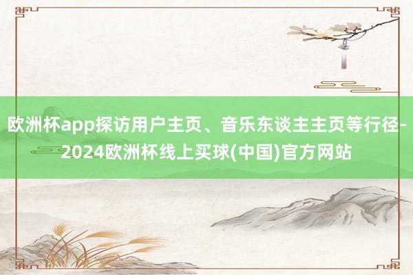 欧洲杯app探访用户主页、音乐东谈主主页等行径-2024欧洲杯线上买球(中国)官方网站