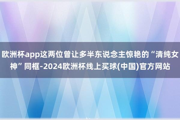 欧洲杯app这两位曾让多半东说念主惊艳的“清纯女神”同框-2024欧洲杯线上买球(中国)官方网站